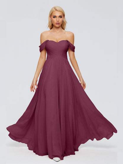 Trinity Off-The-Shoulder Chiffon Bridesmaid Dresses