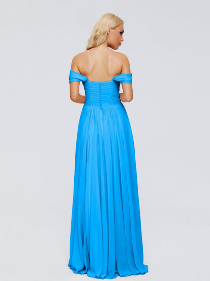 Trinity Off-The-Shoulder Chiffon Bridesmaid Dresses