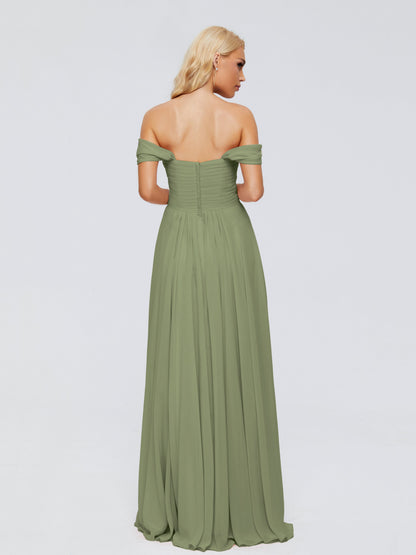 Trinity Off-The-Shoulder Chiffon Bridesmaid Dresses