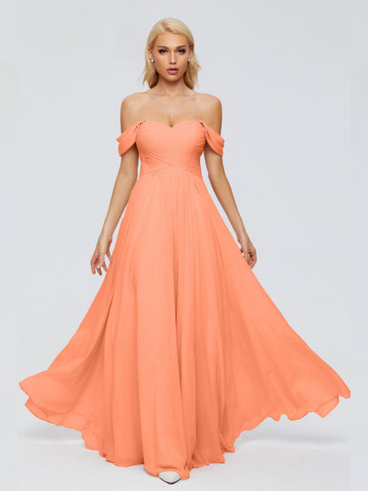 Trinity Off-The-Shoulder Chiffon Bridesmaid Dresses