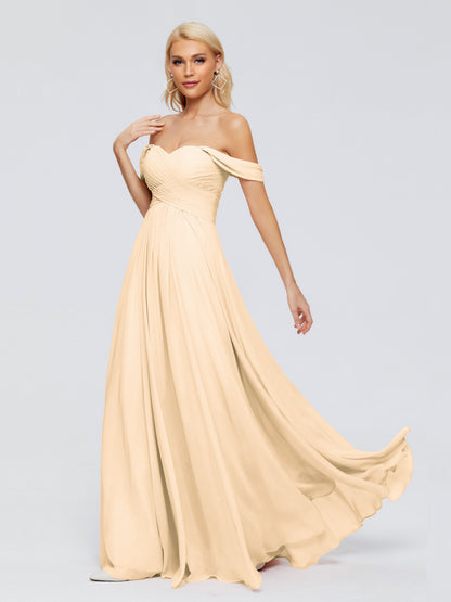 Trinity Off-The-Shoulder Chiffon Bridesmaid Dresses