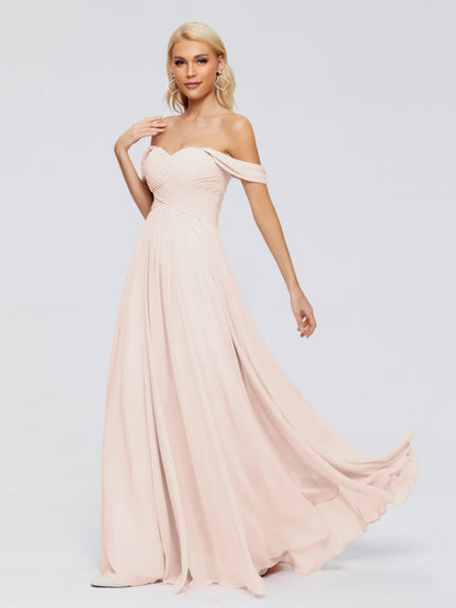 Trinity Off-The-Shoulder Chiffon Bridesmaid Dresses
