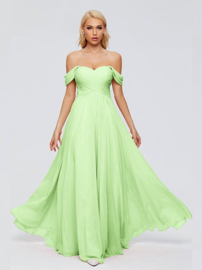 Trinity Off-The-Shoulder Chiffon Bridesmaid Dresses
