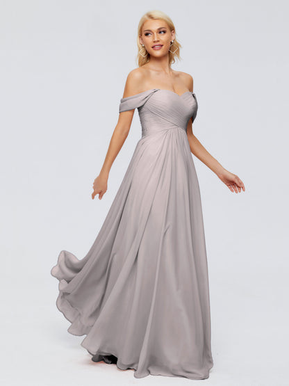 Trinity Off-The-Shoulder Chiffon Bridesmaid Dresses