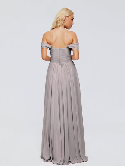 Trinity Off-The-Shoulder Chiffon Bridesmaid Dresses