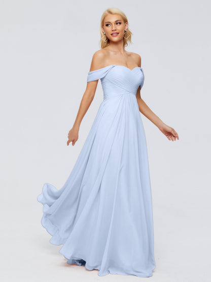 Trinity Off-The-Shoulder Chiffon Bridesmaid Dresses