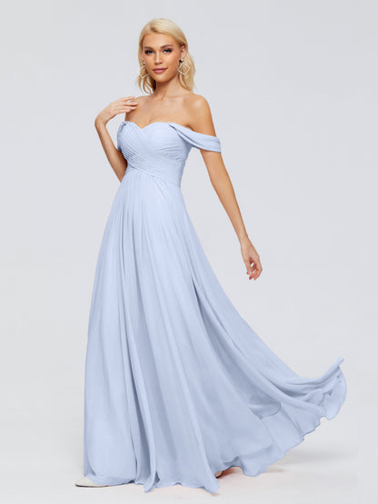 Trinity Off-The-Shoulder Chiffon Bridesmaid Dresses