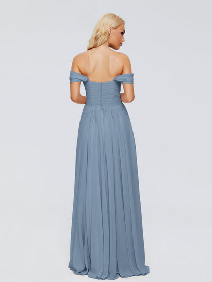 Trinity Off-The-Shoulder Chiffon Bridesmaid Dresses