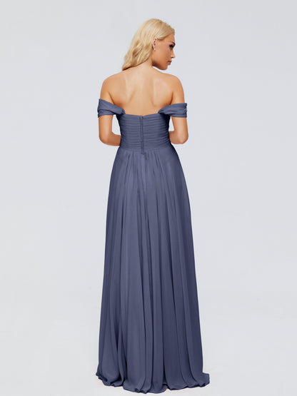 Trinity Off-The-Shoulder Chiffon Bridesmaid Dresses