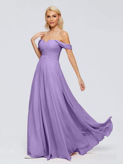 Trinity Off-The-Shoulder Chiffon Bridesmaid Dresses