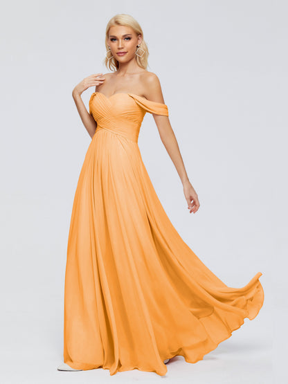 Trinity Off-The-Shoulder Chiffon Bridesmaid Dresses