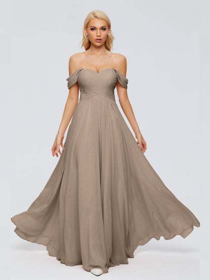 Trinity Off-The-Shoulder Chiffon Bridesmaid Dresses