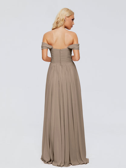Trinity Off-The-Shoulder Chiffon Bridesmaid Dresses