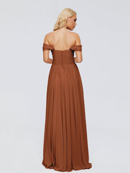 Trinity Off-The-Shoulder Chiffon Bridesmaid Dresses