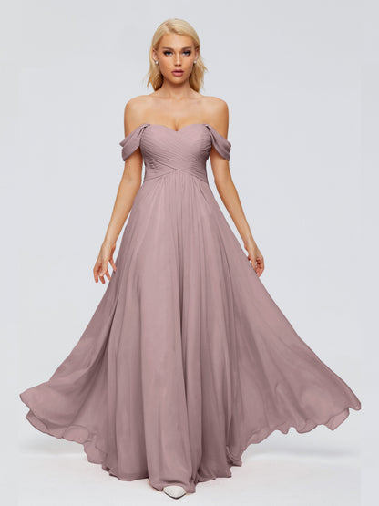 Trinity Off-The-Shoulder Chiffon Bridesmaid Dresses