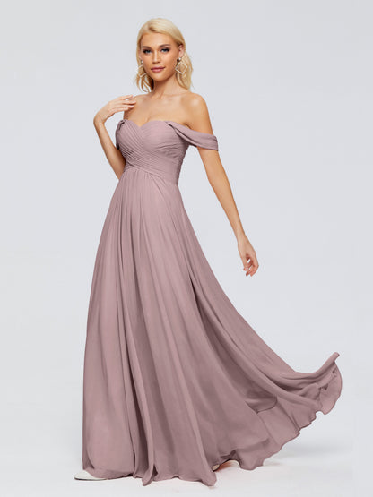 Trinity Off-The-Shoulder Chiffon Bridesmaid Dresses