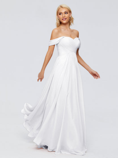 Trinity Off-The-Shoulder Chiffon Bridesmaid Dresses