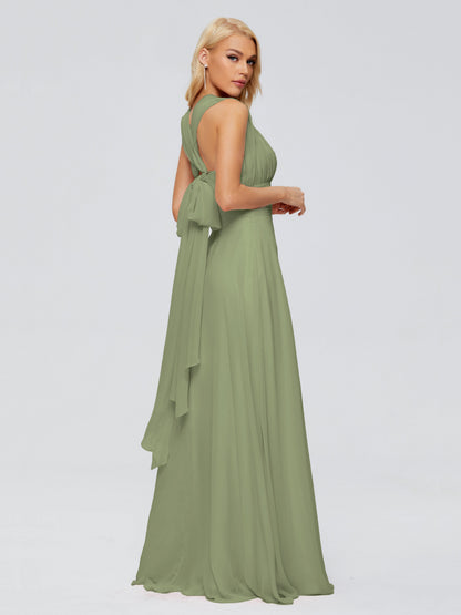 Ximena Straps Ribbon Chiffon Bridesmaid Dresses