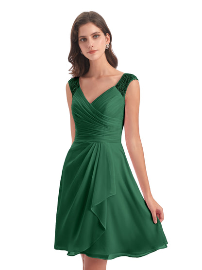 Zendaya Knee Length V-neck Chiffon Bridesmaid Dresses