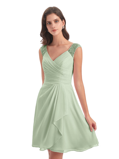 Zendaya Knee Length V-neck Chiffon Bridesmaid Dresses