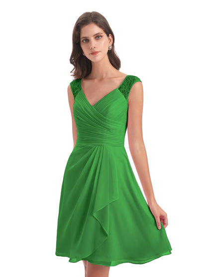 Zendaya Knee Length V-neck Chiffon Bridesmaid Dresses