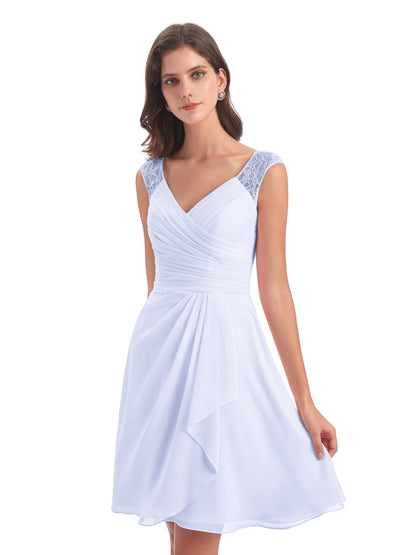 Zendaya Knee Length V-neck Chiffon Bridesmaid Dresses