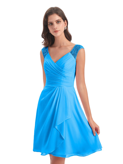 Zendaya Knee Length V-neck Chiffon Bridesmaid Dresses