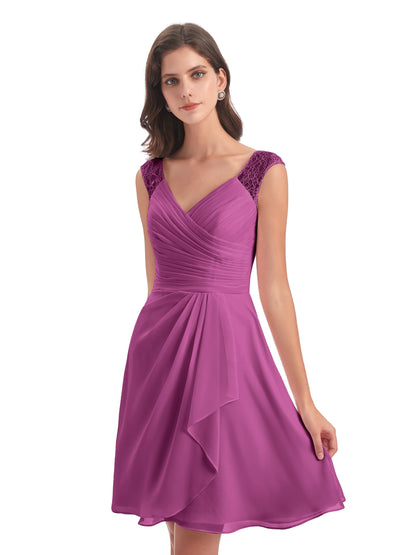 Zendaya Knee Length V-neck Chiffon Bridesmaid Dresses