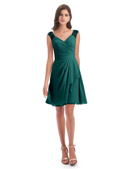 Zendaya Knee Length V-neck Chiffon Bridesmaid Dresses
