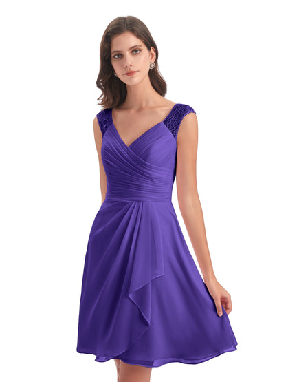 Zendaya Knee Length V-neck Chiffon Bridesmaid Dresses