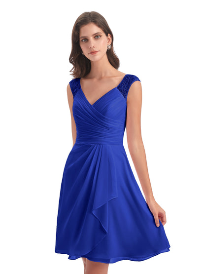 Zendaya Knee Length V-neck Chiffon Bridesmaid Dresses