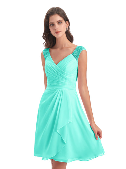 Zendaya Knee Length V-neck Chiffon Bridesmaid Dresses