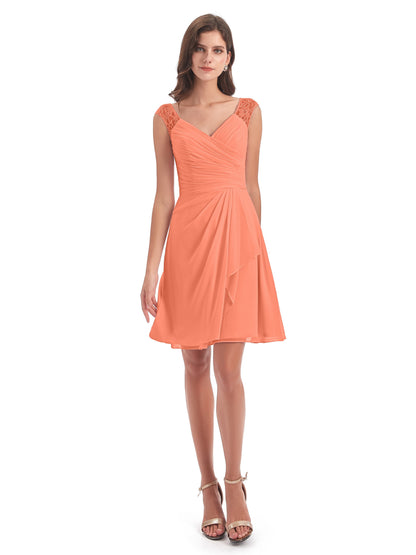 Zendaya Knee Length V-neck Chiffon Bridesmaid Dresses