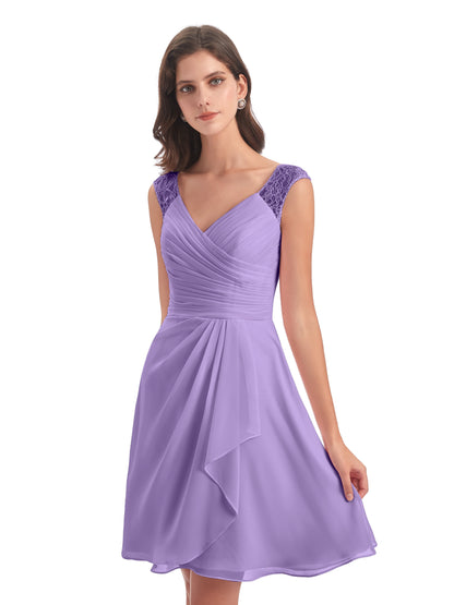 Zendaya Knee Length V-neck Chiffon Bridesmaid Dresses