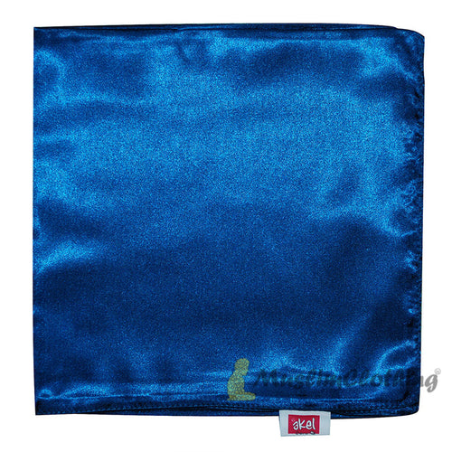 Cobalt Blue Borderless Satin Scarf Hijab Shawl Islamic Headwear
