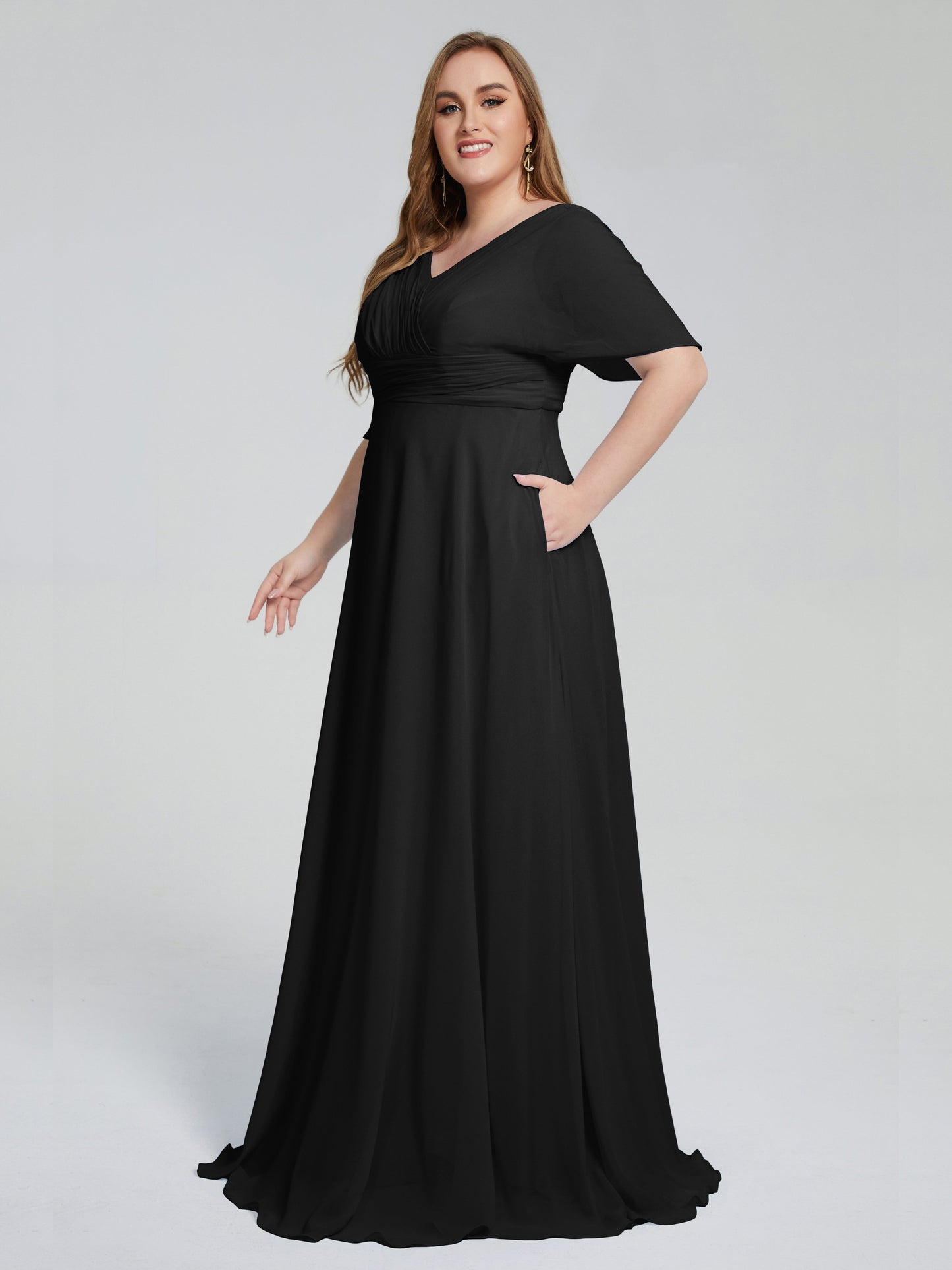 Daniela Sweep Train Plus Size Bridesmaid Dresses with Sleeves