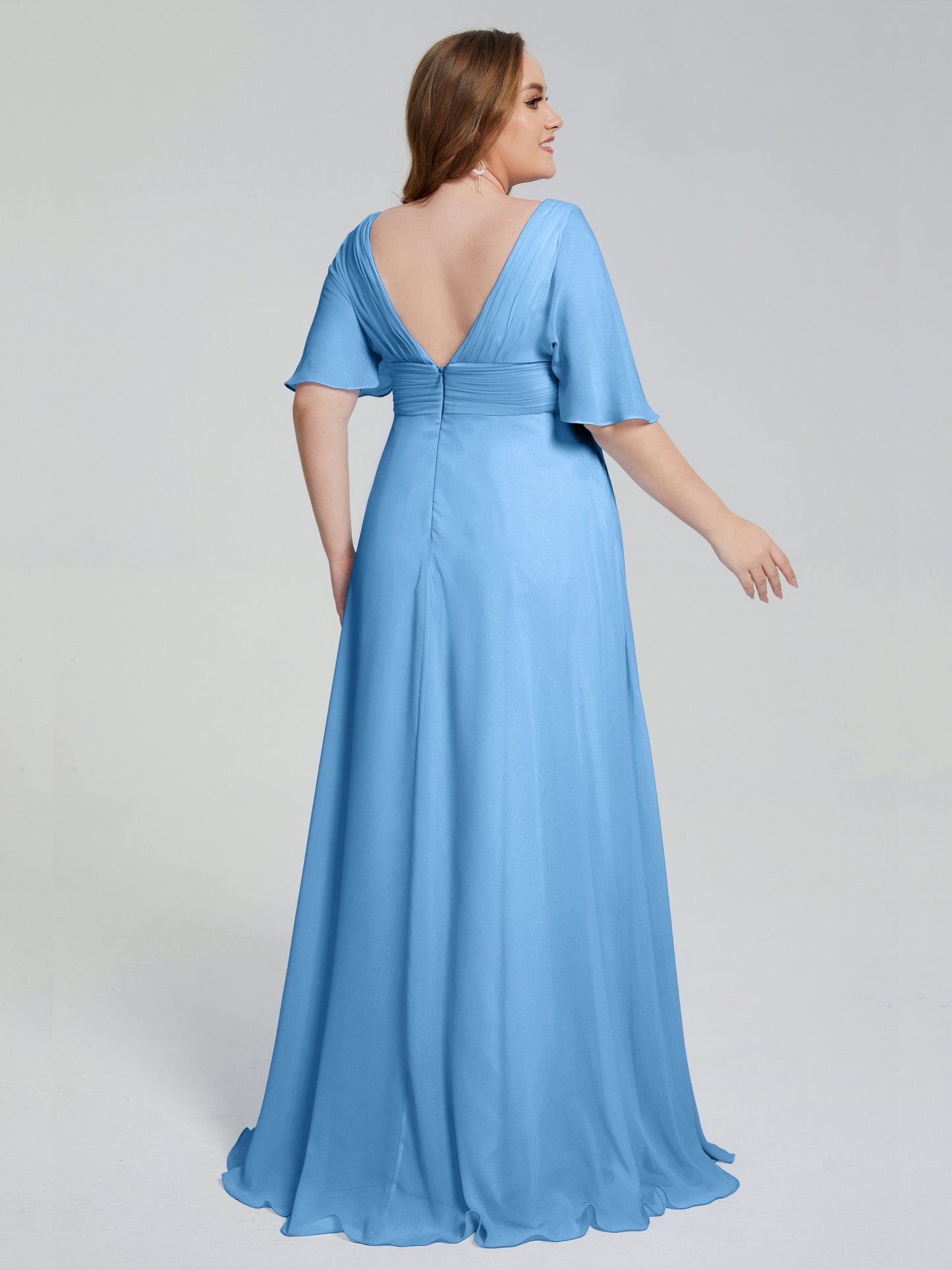 Daniela Sweep Train Plus Size Bridesmaid Dresses with Sleeves