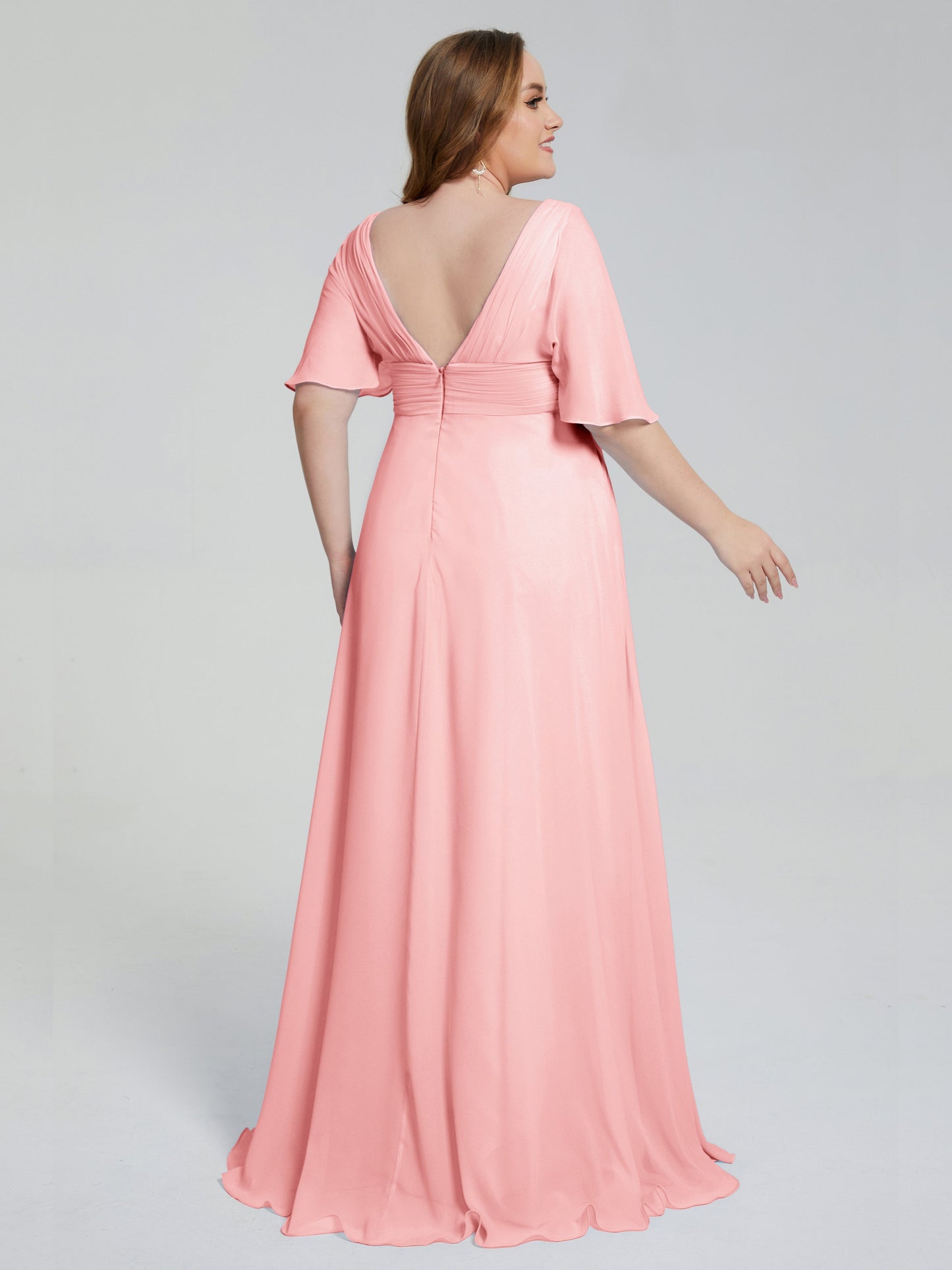 Daniela Sweep Train Plus Size Bridesmaid Dresses with Sleeves