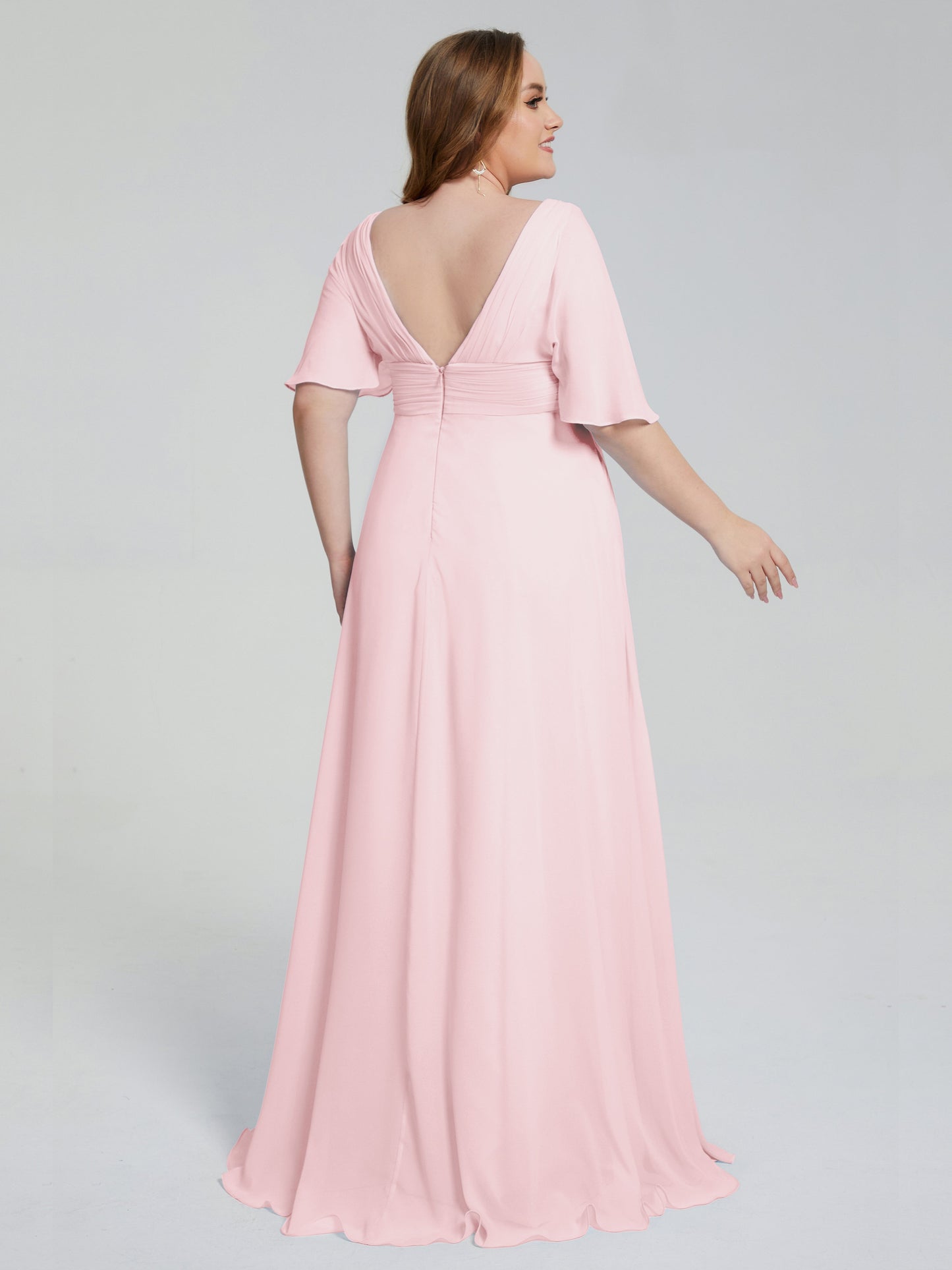 Daniela Sweep Train Plus Size Bridesmaid Dresses with Sleeves