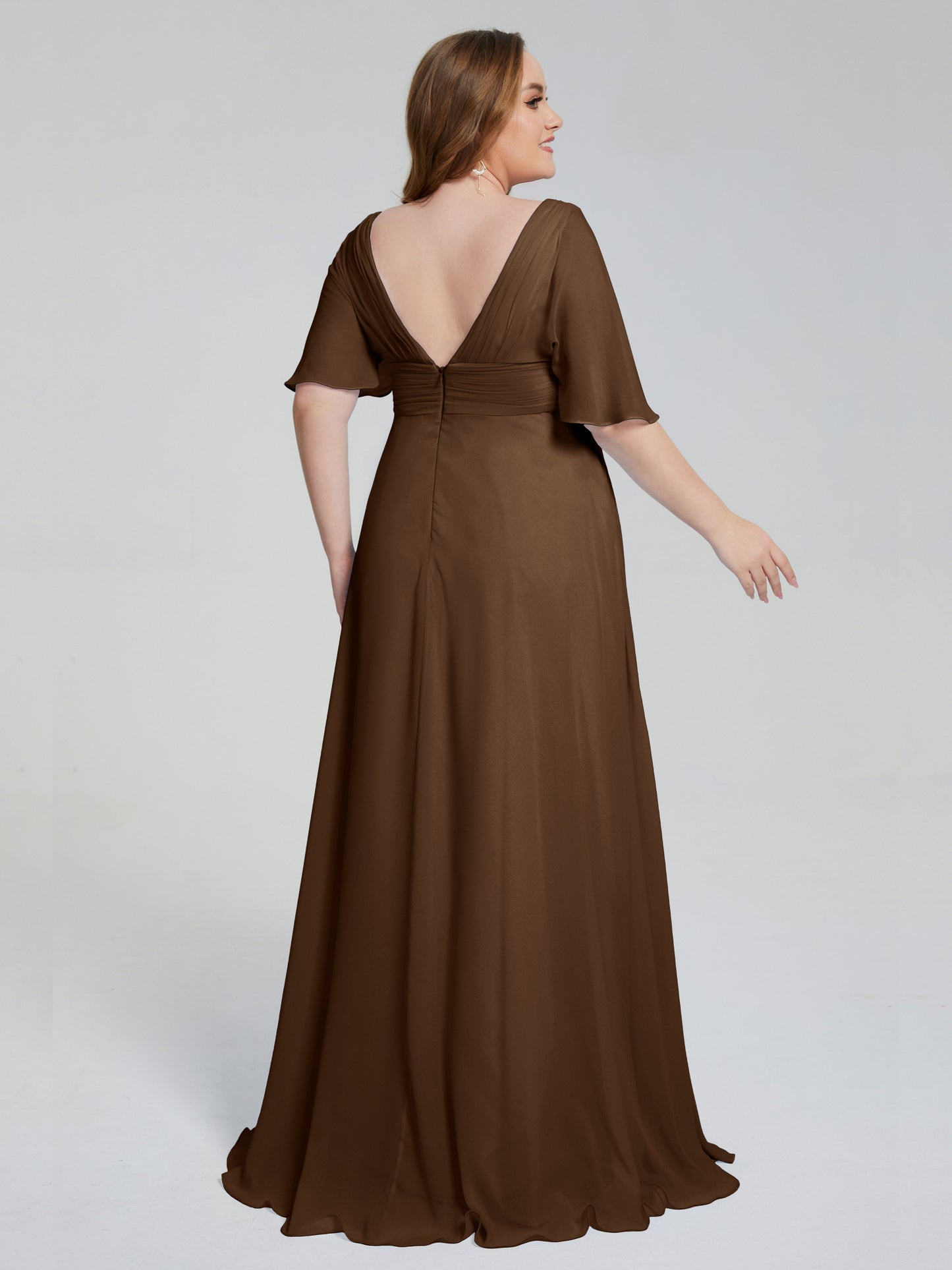 Daniela Sweep Train Plus Size Bridesmaid Dresses with Sleeves