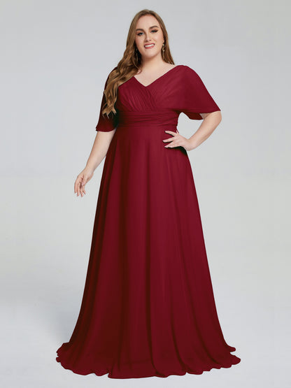 Daniela Sweep Train Plus Size Bridesmaid Dresses with Sleeves