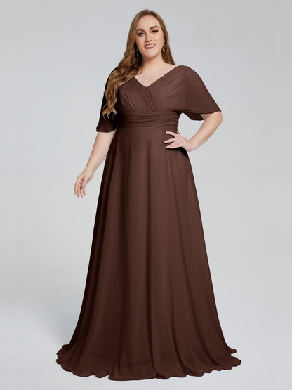 Daniela Sweep Train Plus Size Bridesmaid Dresses with Sleeves