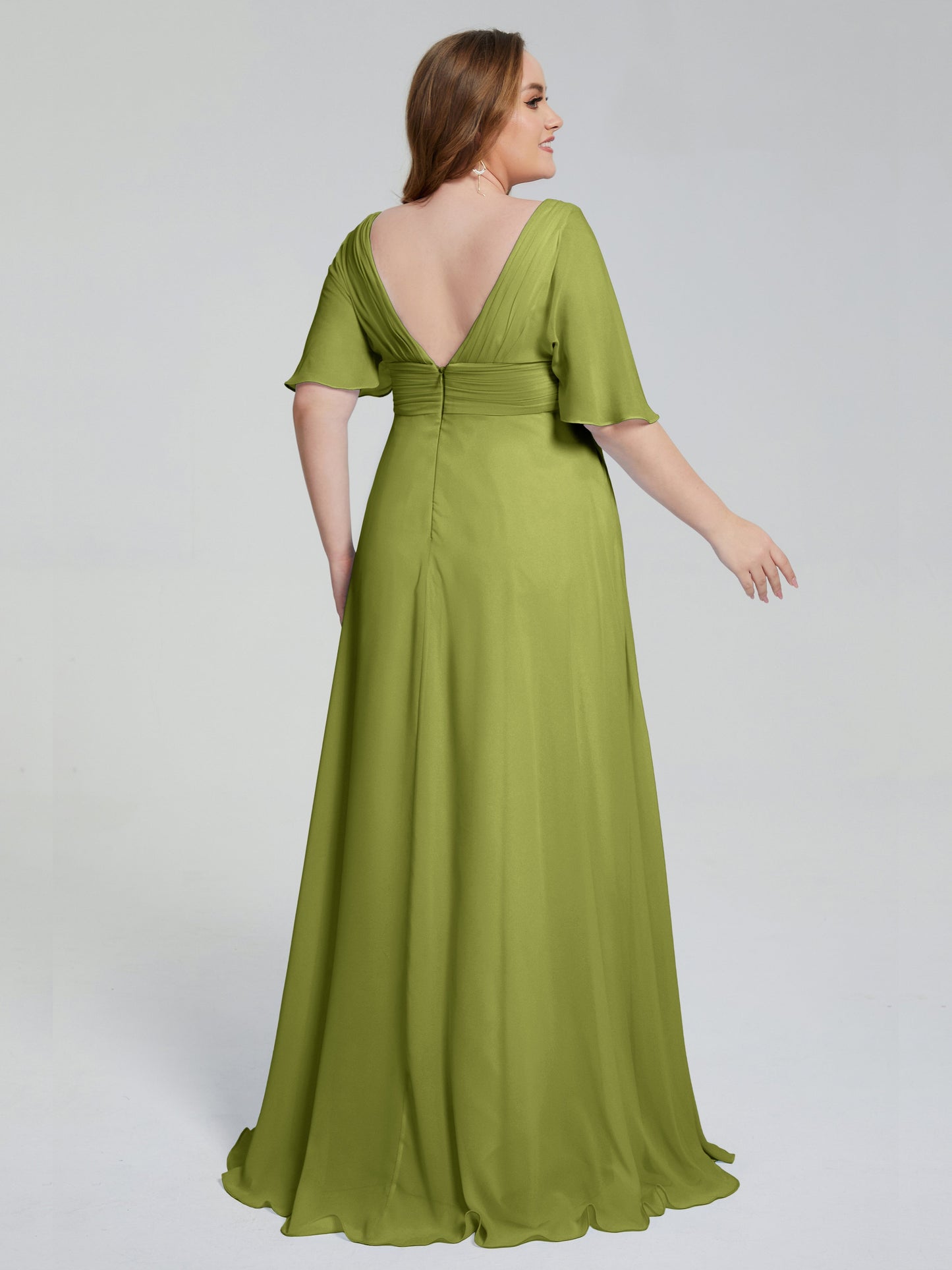 Daniela Sweep Train Plus Size Bridesmaid Dresses with Sleeves