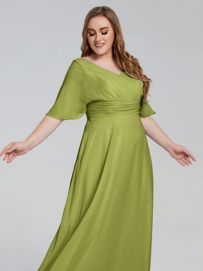 Daniela Sweep Train Plus Size Bridesmaid Dresses with Sleeves