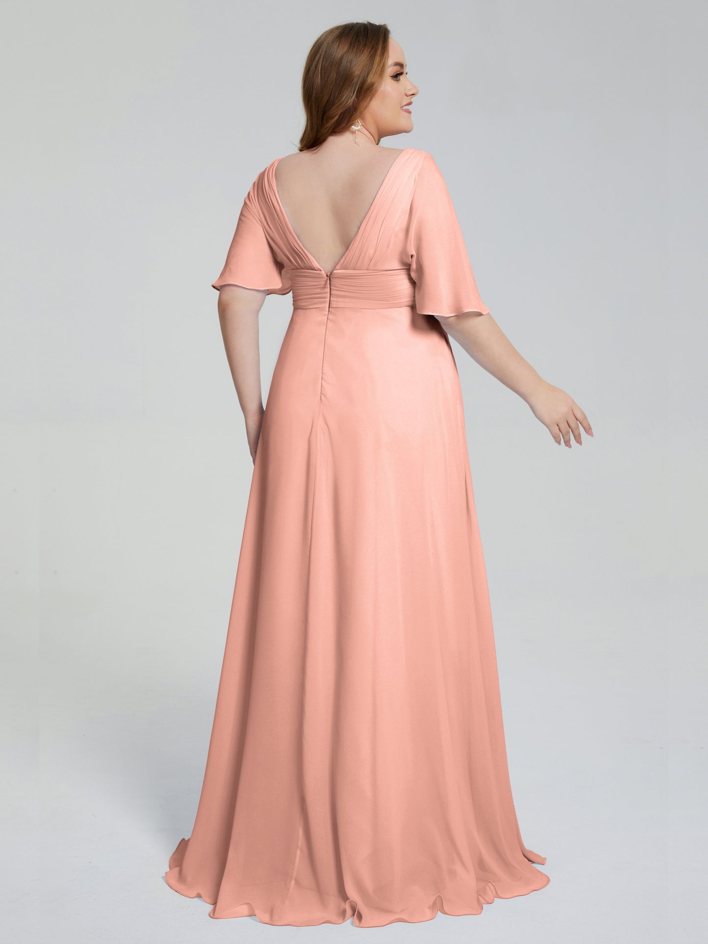 Daniela Sweep Train Plus Size Bridesmaid Dresses with Sleeves