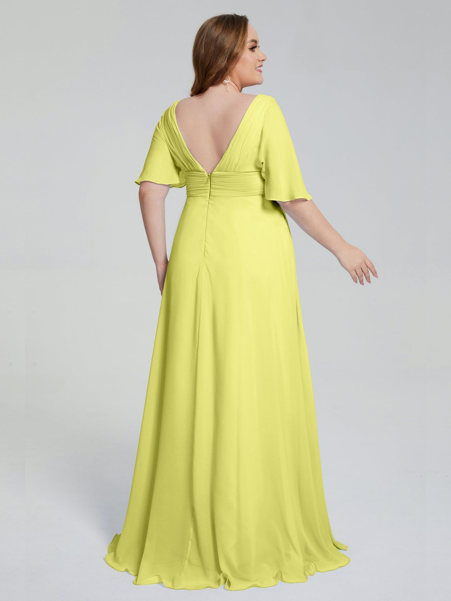 Daniela Sweep Train Plus Size Bridesmaid Dresses with Sleeves