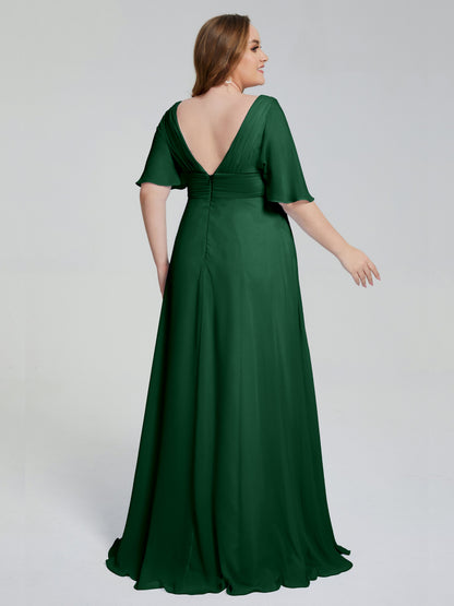 Daniela Sweep Train Plus Size Bridesmaid Dresses with Sleeves