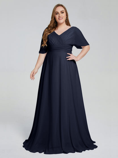 Daniela Sweep Train Plus Size Bridesmaid Dresses with Sleeves