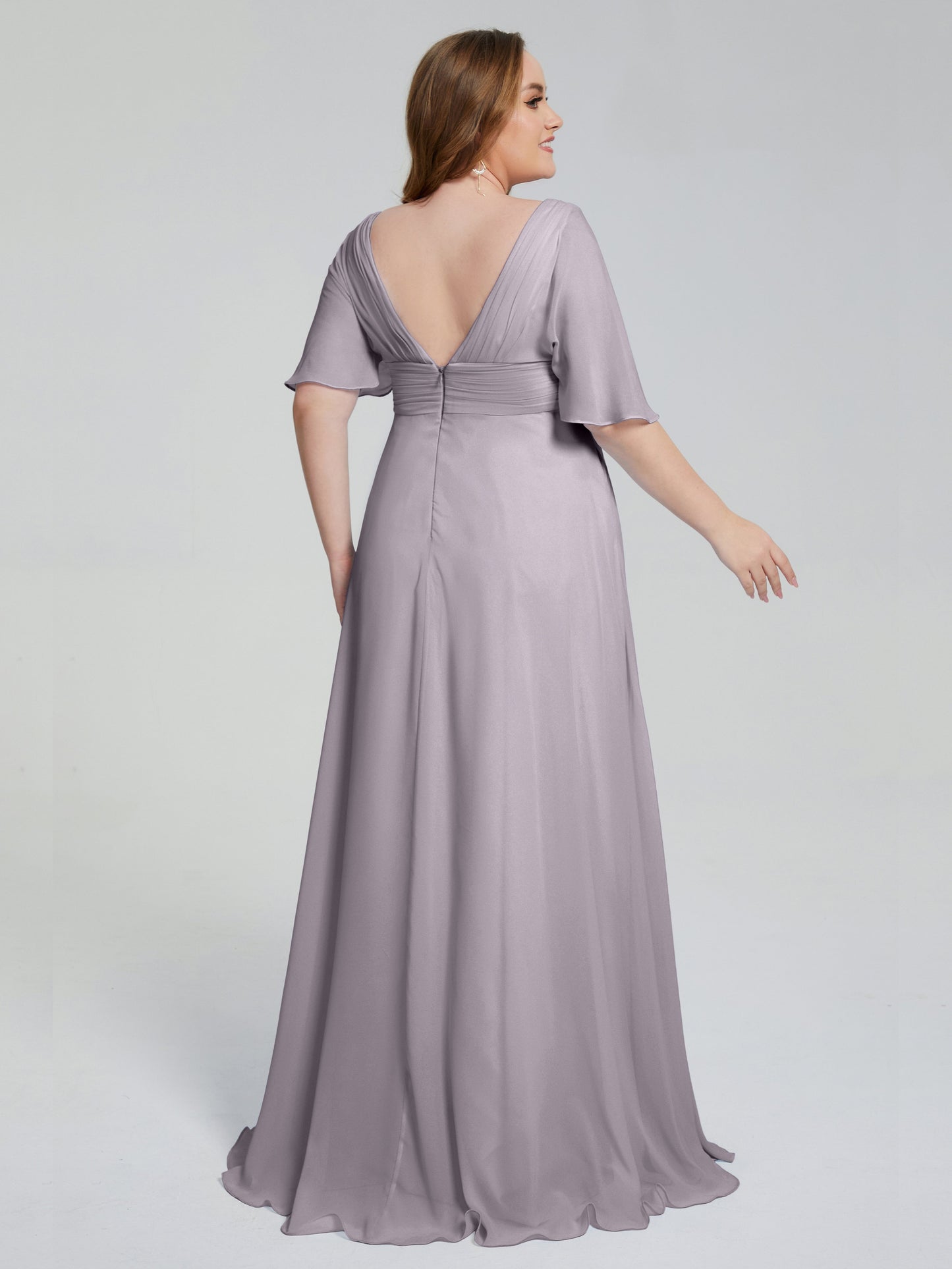 Daniela Sweep Train Plus Size Bridesmaid Dresses with Sleeves