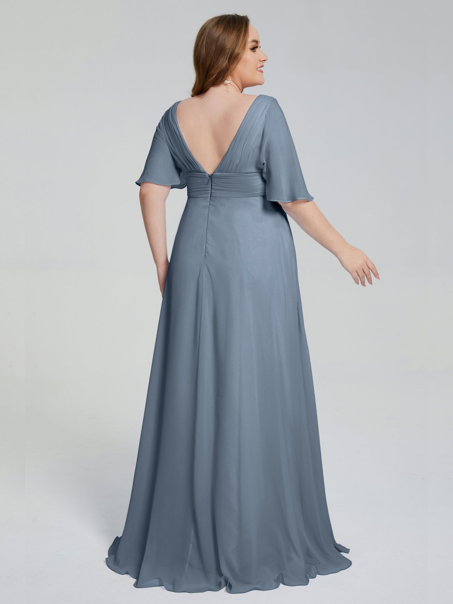 Daniela Sweep Train Plus Size Bridesmaid Dresses with Sleeves